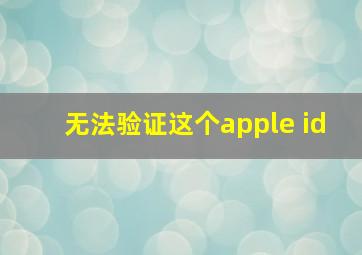 无法验证这个apple id